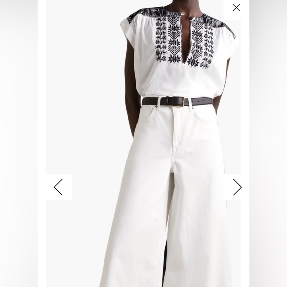 Nili Lotan Black and White Embroidered Top
